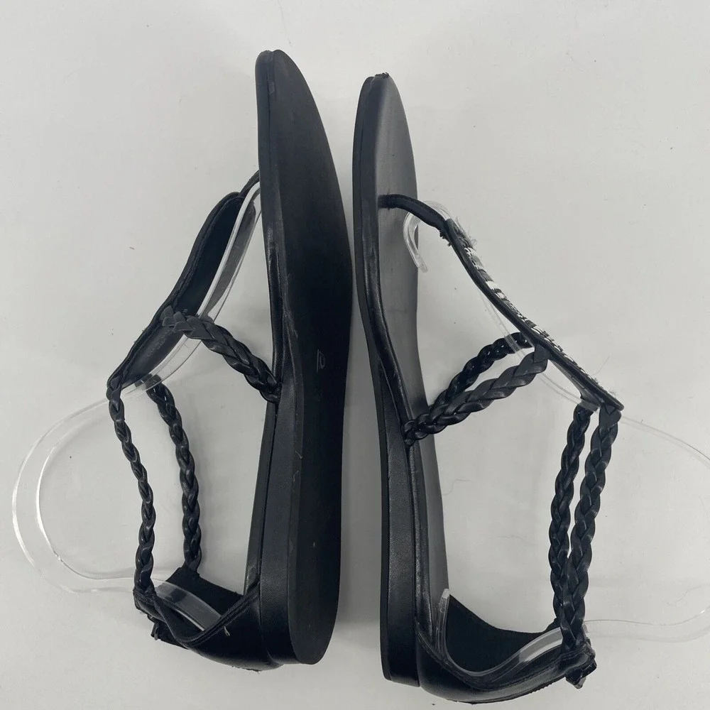 Cole Haan Thong Sandal Women's 7.5 B Black‎ Abbe Woven Braided Artsy Boho
